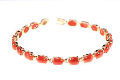 Red Coral Bracelet in 14kt Gold Lloyd Gems