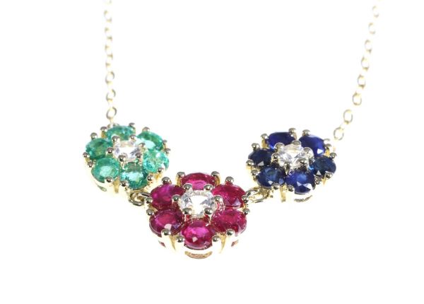 Ruby emerald on sale sapphire necklace
